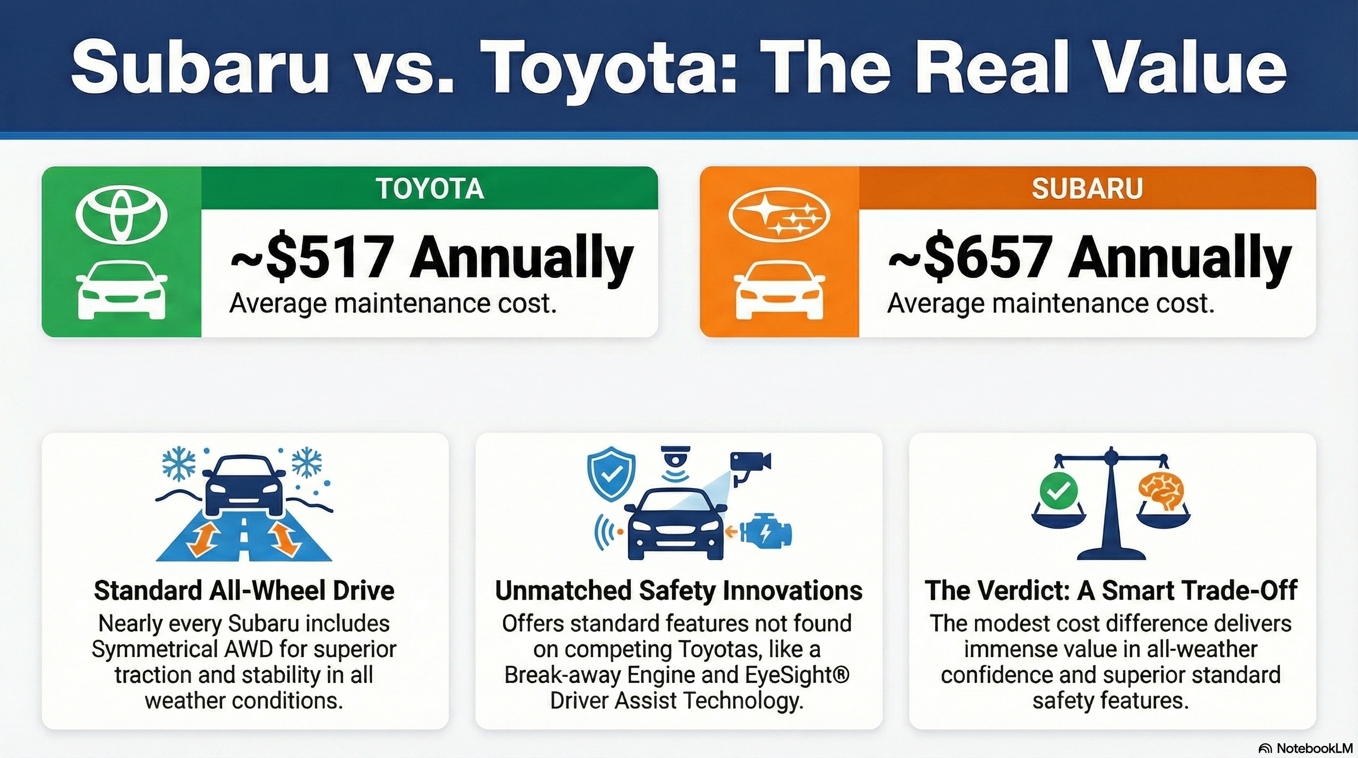 Subaru vs Toyota Winter Cost