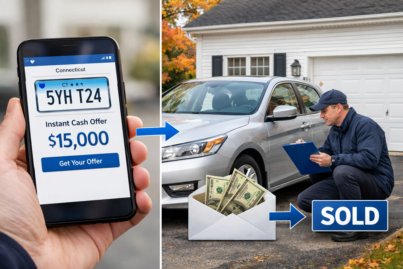 Step-by-step online car selling process - digital appraisal to business check payment